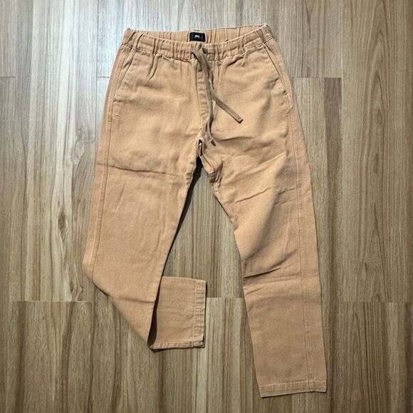Obey Men's Pants Brown Chino Elastic Waist Pull On Drawstring Slim Tapered Sz M - Picture 2 of 10